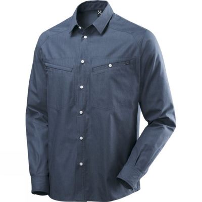 Haglofs Saba III Hosszú Ujjú Denim - Férfi Ing - Mélykék (Magyarország HUT276085)
